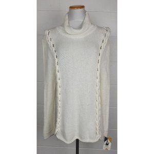 NWT Fashion Forum DebrAnn Jemma Chunky Knit White Alpaca Tunic Sweater‎ Peru XL